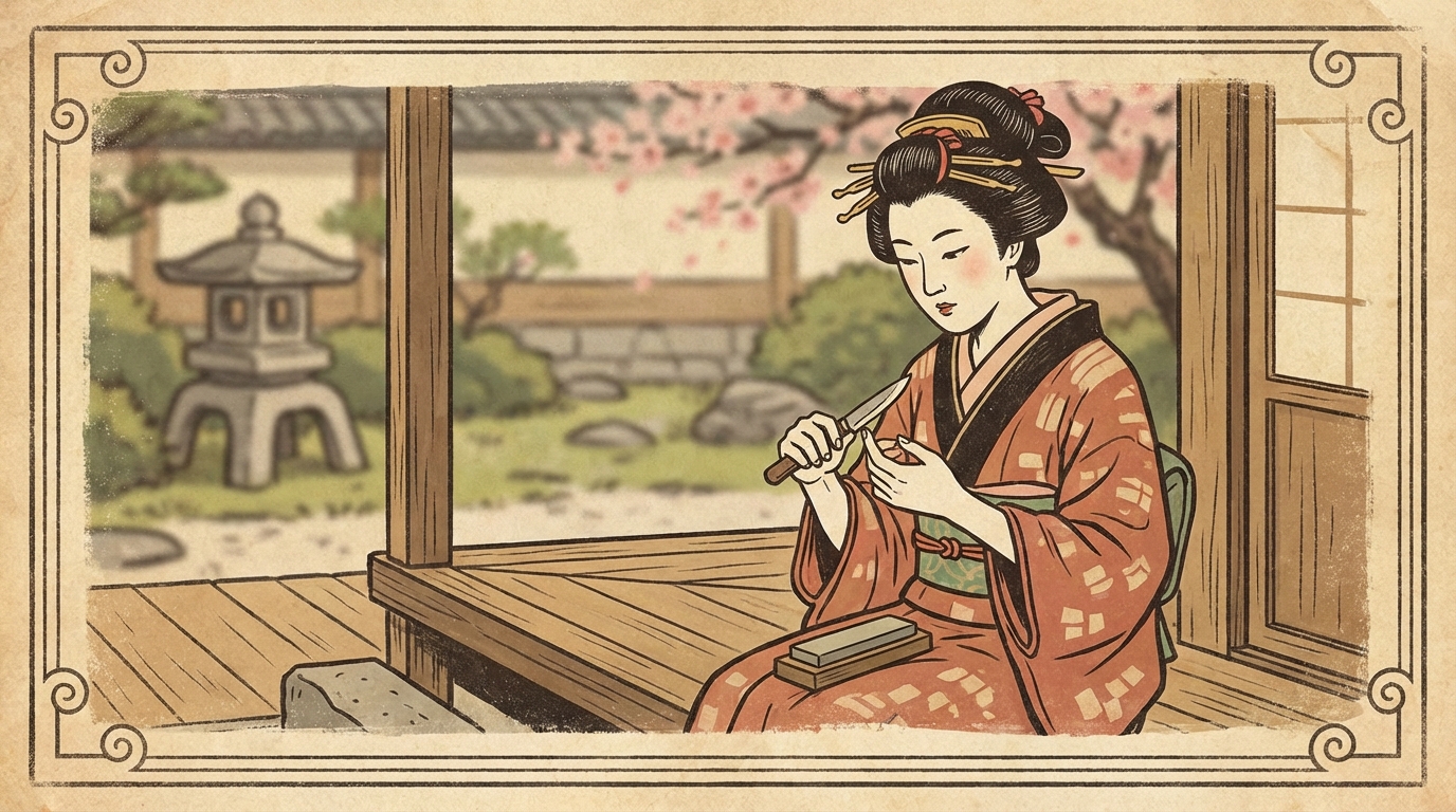 昔の人は小刀や砥石で爪を削っていました