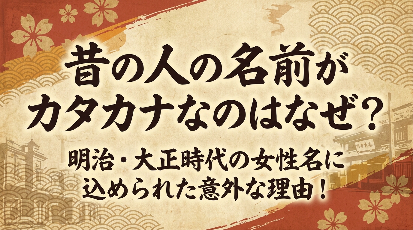 昔の人の名前がカタカナなのはなぜ?明治・大正時代の女性名に込められた意外な理由!