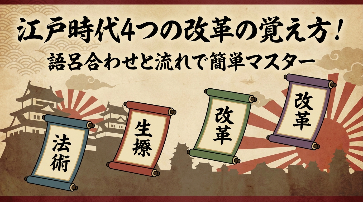 江戸時代4つの改革の覚え方！語呂合わせと流れで簡単マスター