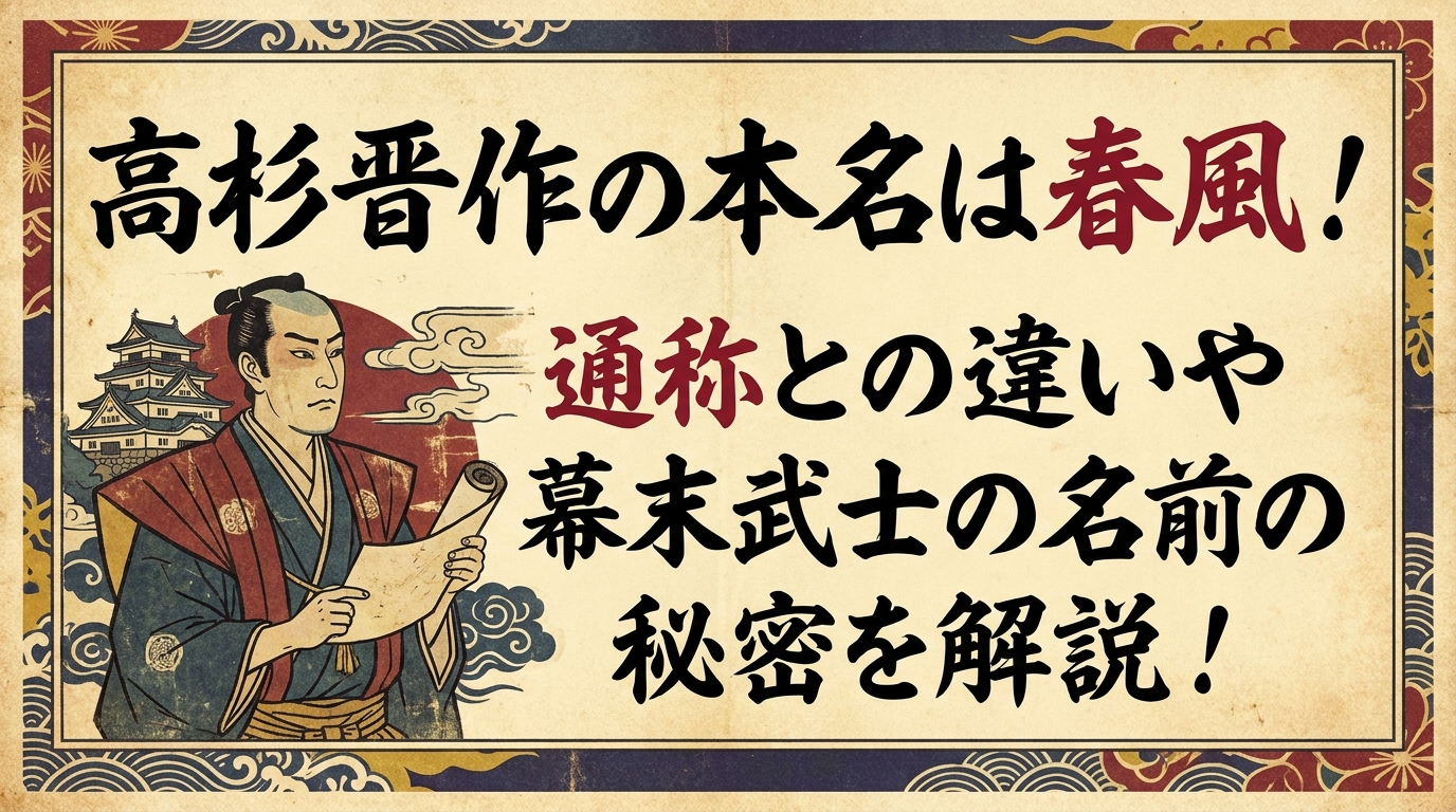 高杉晋作の本名は春風！通称との違いや幕末武士の名前の秘密を解説！